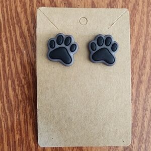 Black and Gray Paw Print Earrings